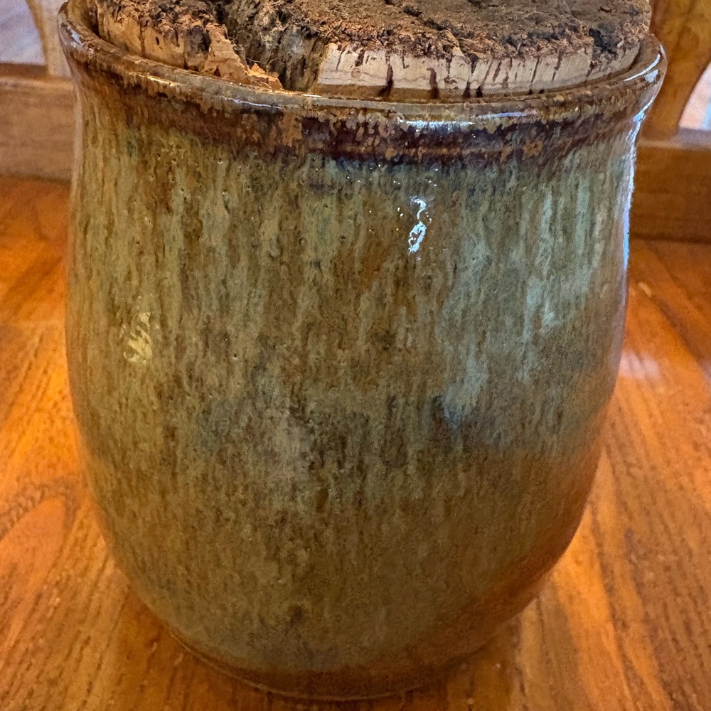 Bob Chaundy Studio Pottery Jar – Signed & Dated 1981, Brown/Olive Drip Glaze - Picture 9 of 13